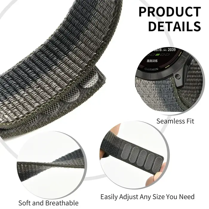 Bracelet à boucle en nylon pour montre Garmin