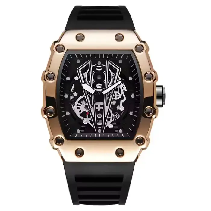 Tonneau – montre à cadran étanche, mouvement à Quartz, sport, ceinture en Silicone, horloge, cadre e