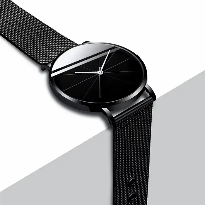 Montres de mode pour hommes minimalistes simples hommes d'affaires Ultra mince en acier inoxydable maille ceinture montre à Quartz relogio masculino