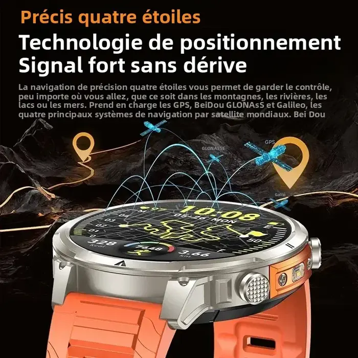 2026 GPS Smartwatch pour hommes 1.7 HD écran militaire montre intelligente IP68 étanche lampe de poche 100 Modes de Sport 720mAh grande batterie