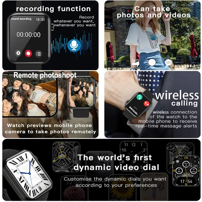 2025 nouvelle caméra montre intelligente hommes femmes Photos enregistrement vidéo moniteur de santé étanche sport