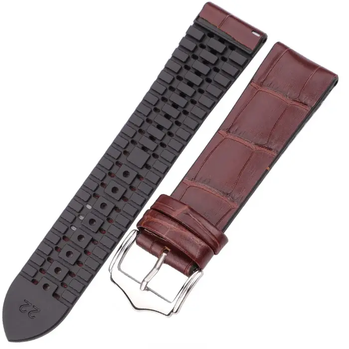 Bracelet de montre en cuir véritable avec caoutchouc