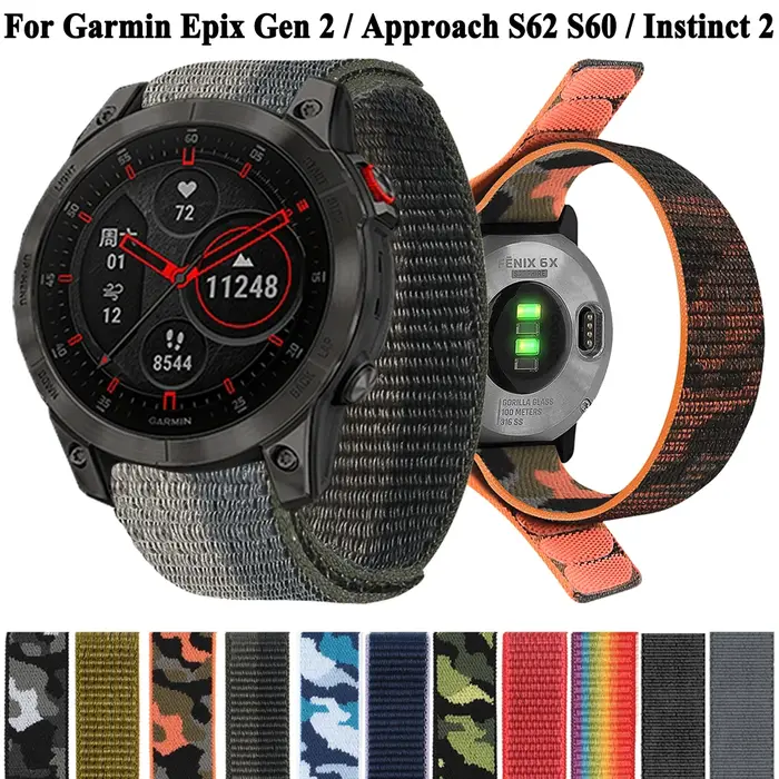 Epix 2 boucle à crochet Bracelet en Nylon pour Garmin Forerunner 965 955 935 745 945 LTE S62 S60 Instinct 2 bandes 26mm 22mm Bracelets