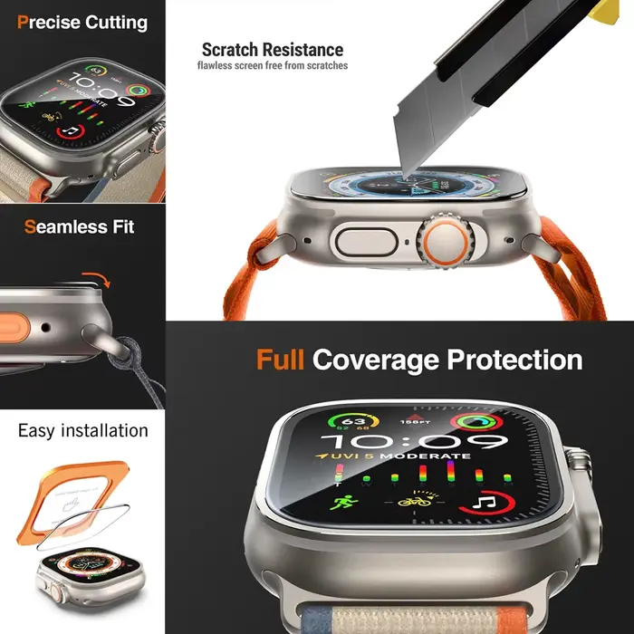 Verre trempé pour Apple Watch Ultra 1/2/3 49mm avec outil d'alignement protecteur d'écran pour iWatch