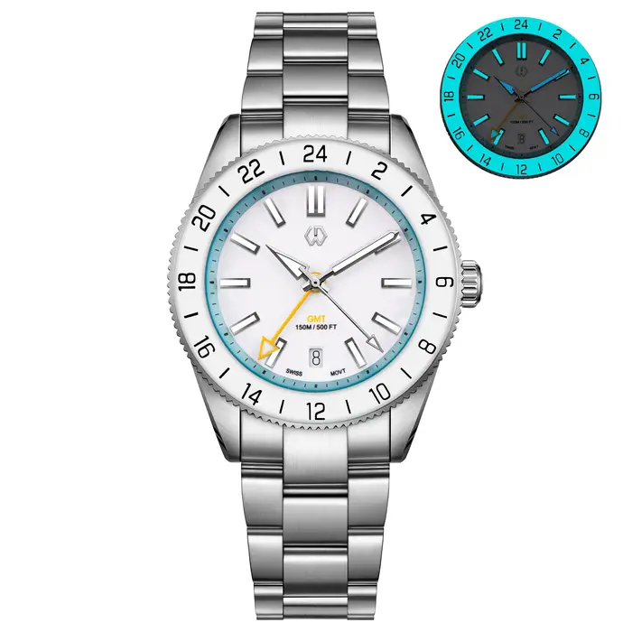 Nouvelle montre automatique pour homme mouvement suisse à Quartz BGW9 lunette lumineuse 4 broches GMT 150 mètres