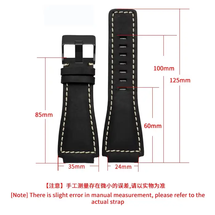 Bracelet de montre en cuir véritable pour Bell Ross BR01/BR03