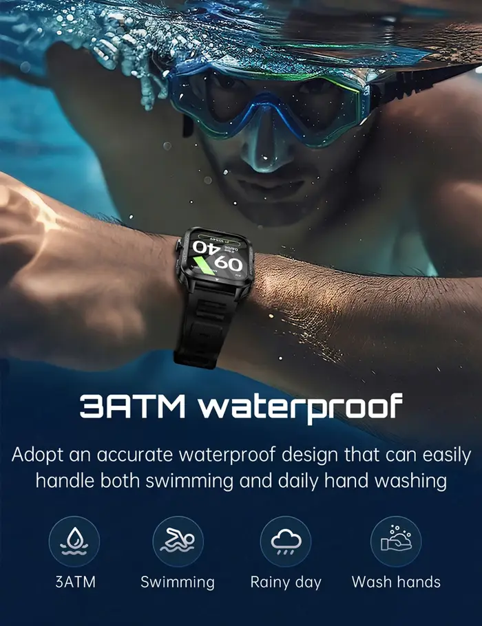 Montre connectée d'extérieur pour hommes, GPS, sport, batterie 800mAh, Bluetooth, appel, santé, écran 1.96 pouces, lampe de poche, étanche 3ATM