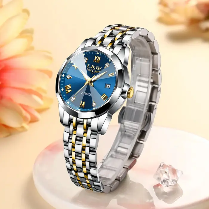 LIGE-Montre de Luxe Élégante pour Femme, en Acier Inoxydable, Étanche, à Quartz, pour Fille