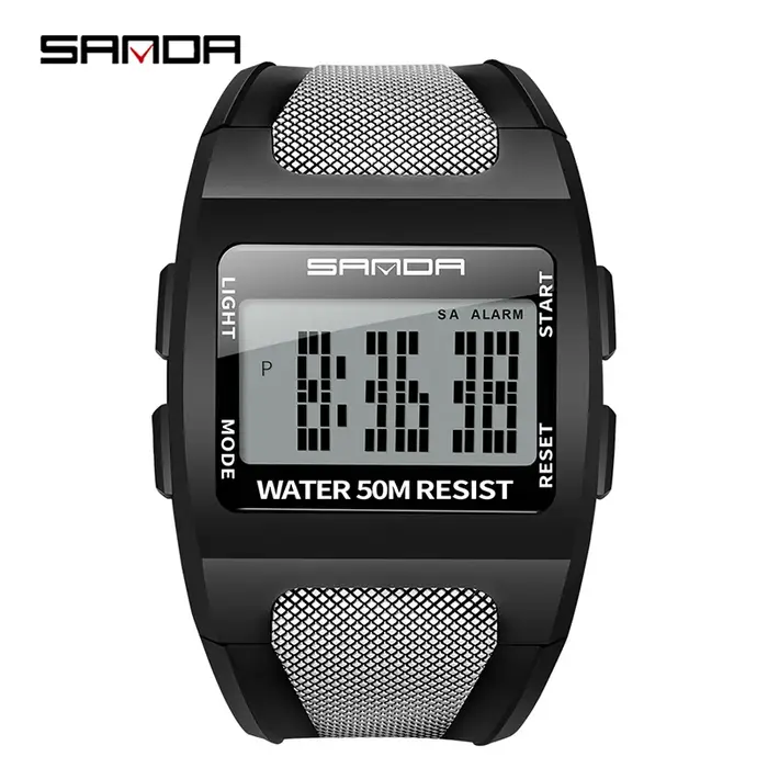 Montre numérique SANDA 222 pour hommes, étudiants, résistante aux chocs, étanche, montres de sport p