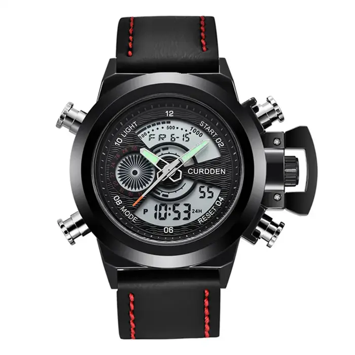 Hommes Original CURDDEN marque double temps montres mode bracelet en cuir chronographe militaire multi-fonction montre de sport Reloj Hombre
