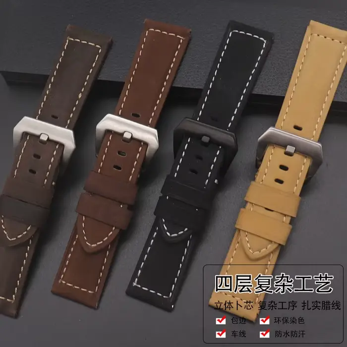 Bracelet de montre en cuir véritable pour Panerai Luminor Radiomir 18mm 20mm 22mm 24mm