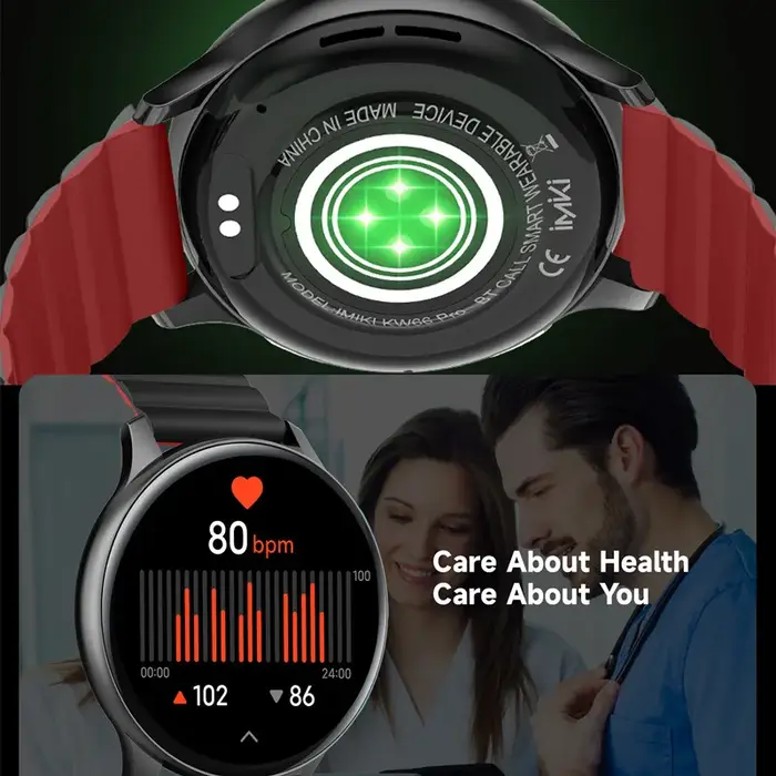 Montre connectée IMIKI KW66 Pro avec écran AMOLED HD de 1,43 pouces, batterie de 270 mAh, étanche, pour le sport, avec suivi de la fréquence cardiaque et appels Bluetooth