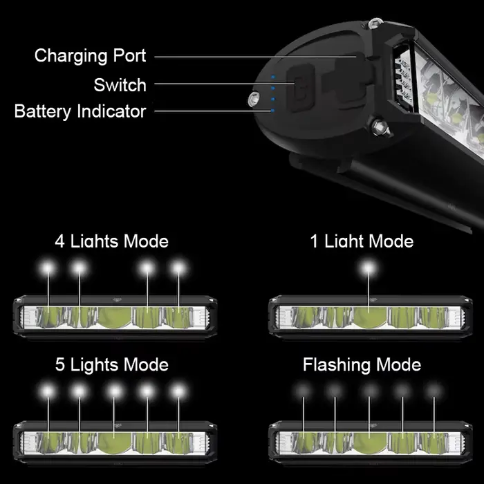 TouCloud – lumière avant de vélo 10000mAh, batterie externe, lampe de poche étanche, chargeur USB, a
