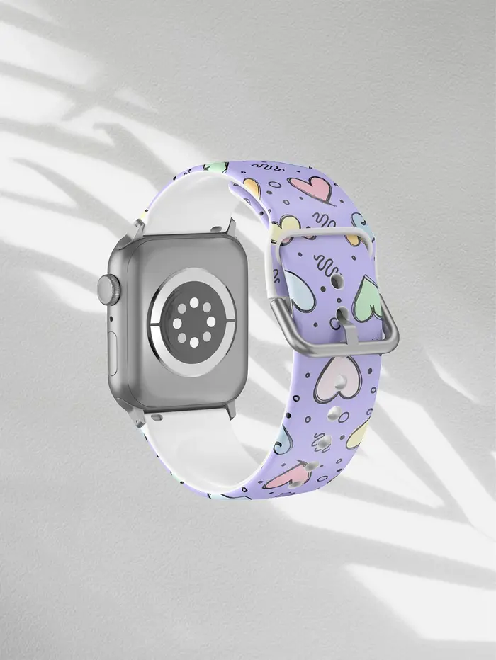 Bracelet en silicone Purple Heart Curve pour Apple Watch 45 mm 44 40 41 38 42 mm