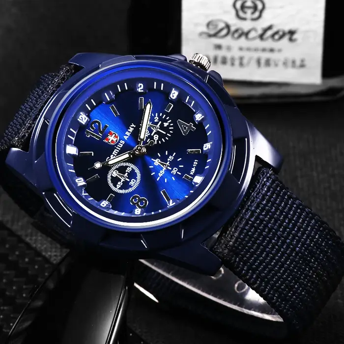 Montre de sport à quartz en nylon Gemius pour hommes