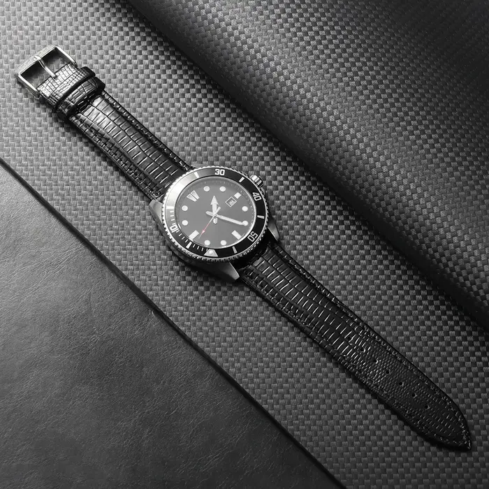 Bracelet en cuir à motif lézard