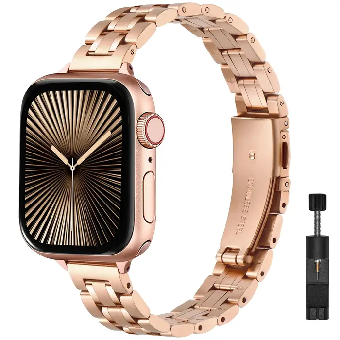 Bracelet de montre fin en acier inoxydable pour femmes