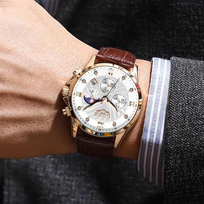 LIGE montre pour hommes de luxe affaires lumineux étanche montres en cuir Phase de lune semaine Date montre à Quartz décontractée hommes Reloj hombre