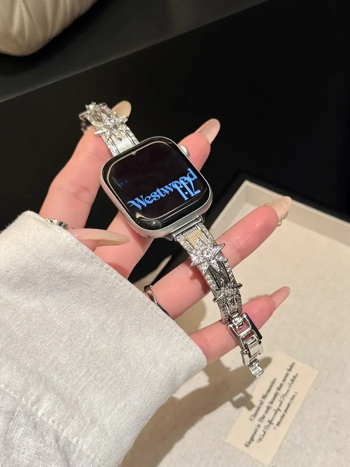 Bracelet étincelant motif « Starburst » pour Apple Watch (modèles 11, 10, 9, 8, 7, 6, 5, 4, 3, SE, U