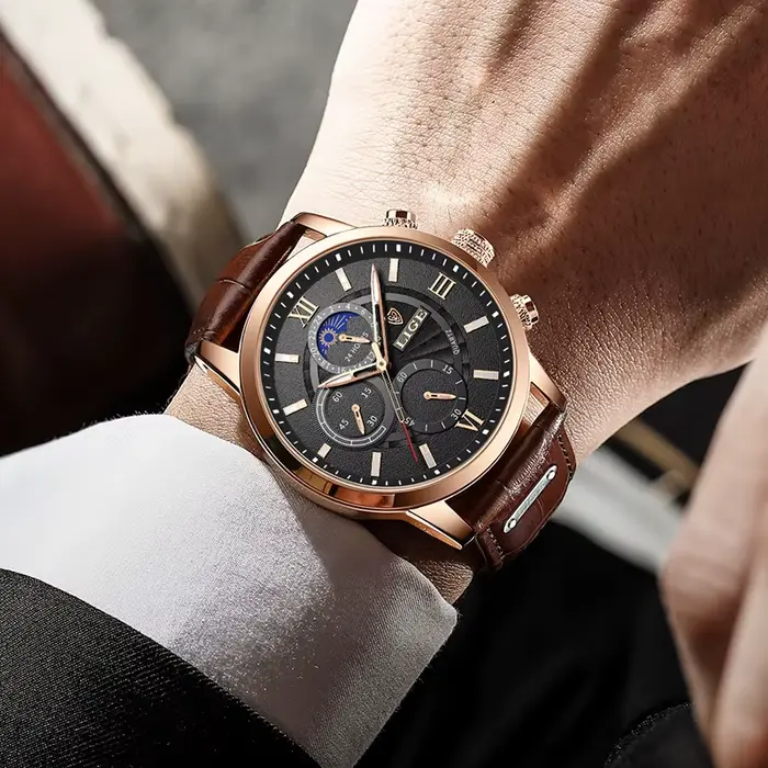 Nouvelles Montres Hommes 2026 LIGE – Montre Décontractée de Luxe en Cuir à Quartz
