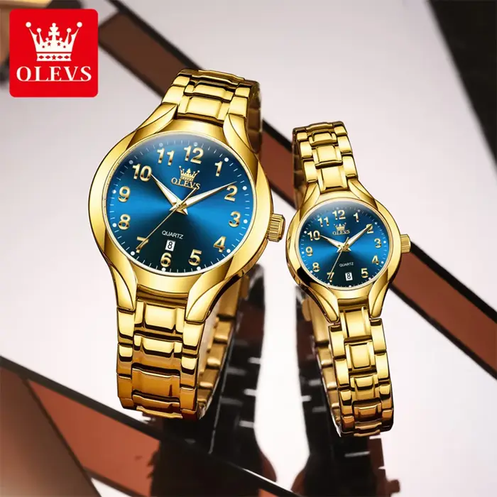 OLEVS 3650 Couple montres pour hommes femmes numéro échelle étanche Quartz robe montre-bracelet lumineux luxe calendrier montre d'affaires