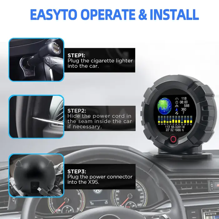 X95 GPS affichage tête haute compteur de pente horizontale inclinomètre