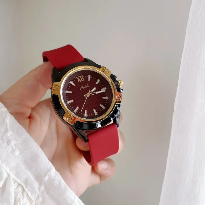 Montre rouge élégante et tendance en Silicone, grand cadran, montre à Quartz unisexe Premium, montre