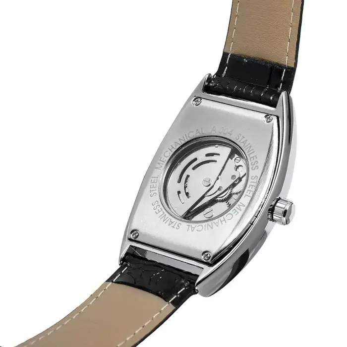 T-WINNER mode simple décontracté montre pour hommes rectangulaire cadran blanc boîtier en argent noir bracelet en cuir