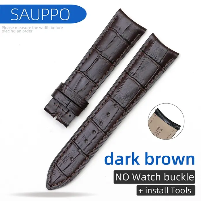 SAUPPO Bracelet de montre en cuir de veau véritable de première qualité
