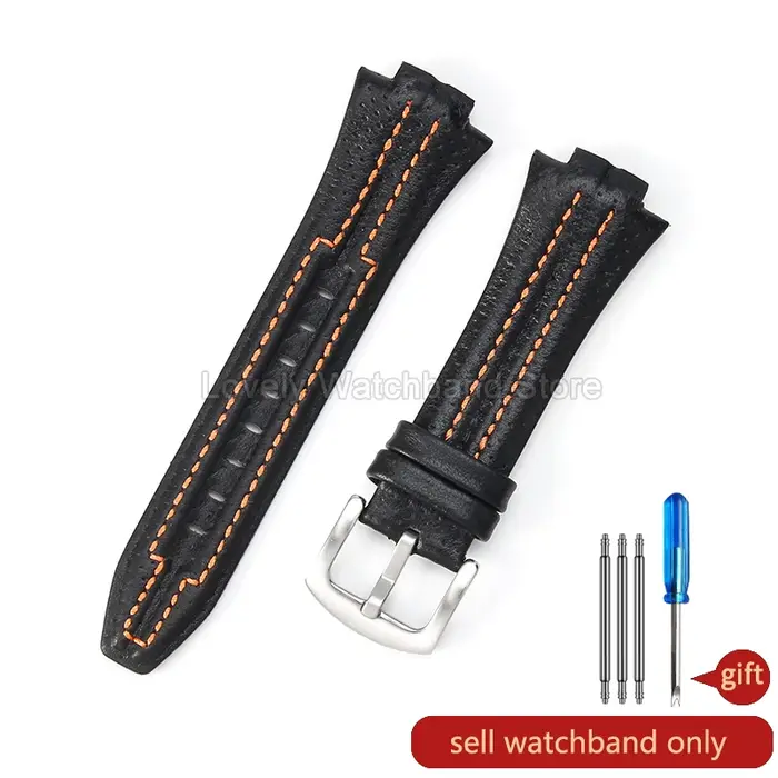 Bracelet de montre en cuir véritable, artisanat Durable, usage extérieur décontracté, 15x27mm, noir 