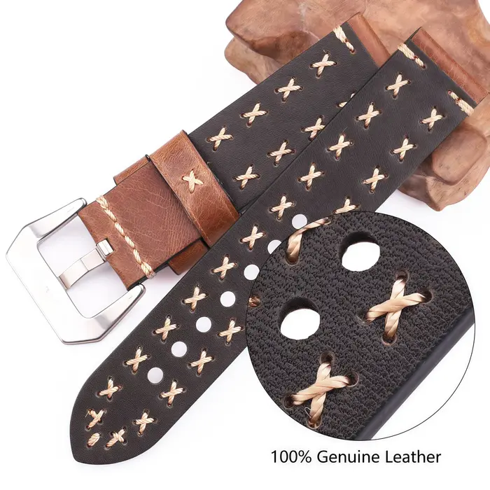 Bracelet de montre en cuir véritable épais