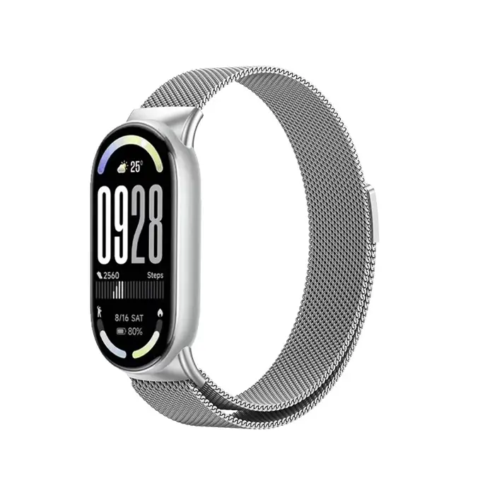 Bracelet à boucle milanaise pour Xiaomi Band 10, magnétique en métal, en acier inoxydable, confortab