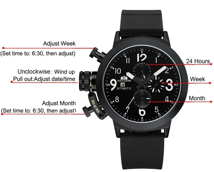 Montre automatique mécanique à remontage automatique pour homme