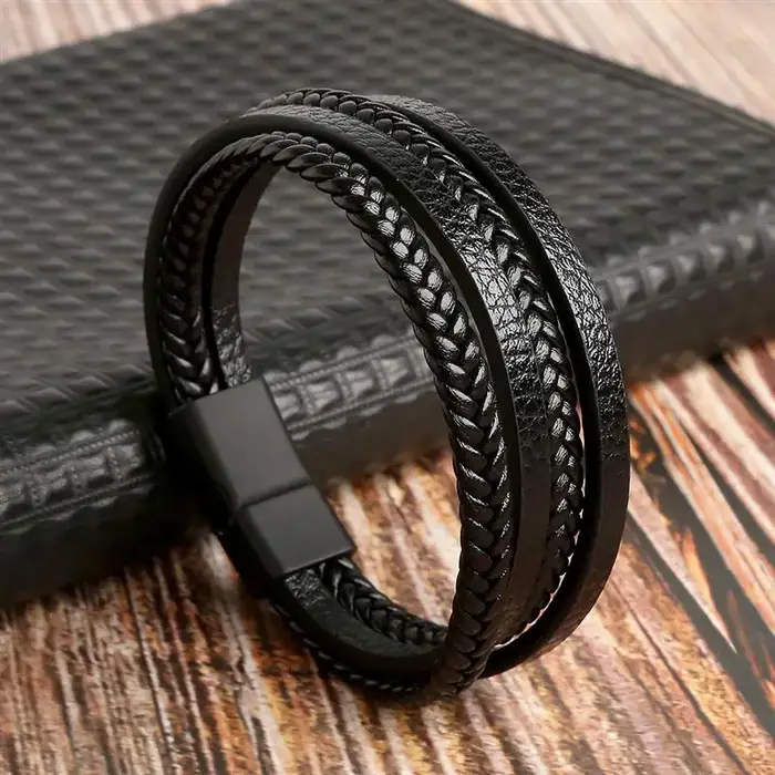 Nouveau Bracelet en cuir tressé pour hommes