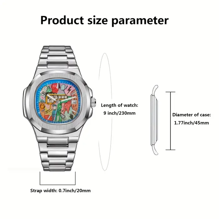 2025 nouveaux hommes carré trou de ver Concept montre étanche bracelet en acier Vintage