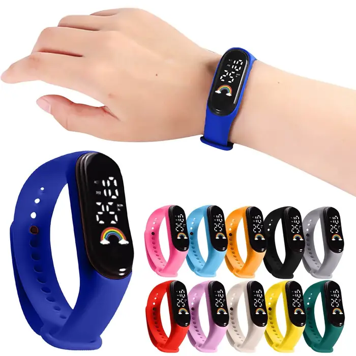 Montre numérique pour enfants, étanche, intelligente, tactile, LED, multicolore, pour sports de plein air, mode, dessin animé, cadeau d'anniversaire