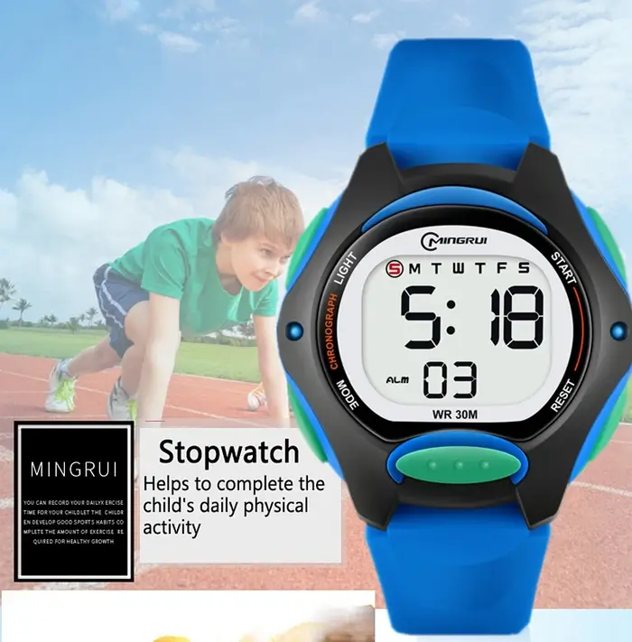 Montre numérique étanche pour enfants, pour filles et garçons, LCD noir, électronique, Sport, réveil, cadeaux