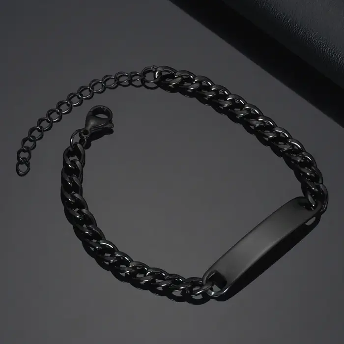 Bracelet personnalisé en acier inoxydable avec nom gravé, plaque signalétique personnalisée, Date, bijoux pour hommes et garçons, cadeau d'anniversaire