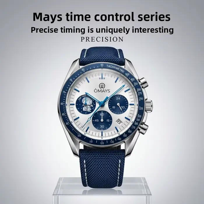 Montre de sport de luxe pour homme OMAYS, édition 50e anniversaire, bracelet en nylon bleu, montre-b
