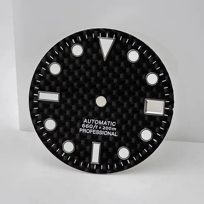 Cadran noir en Fiber de carbone 28.5mm BGW9 bleu Lume sans Logo pour Seiko SUB SEA NH35/36/38 boîtier de mouvement automatique Mod pièces accessoires
