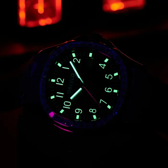 OBLVLO – montre mécanique automatique de Sport de styliste, cadran Brlue avec Date, bracelet en caoutchouc lumineux, montres décontractées FM-SL