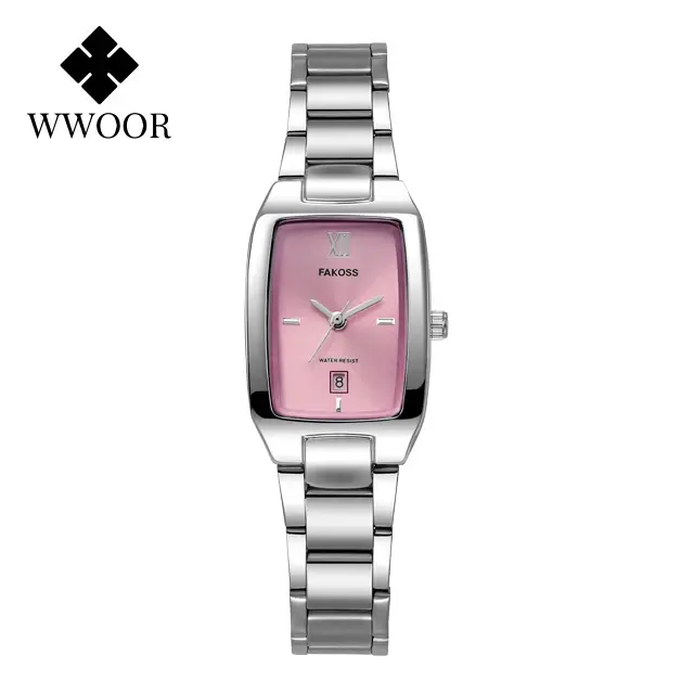 WWOOR Reloj-Montre habillée en acier inoxydable pour femme