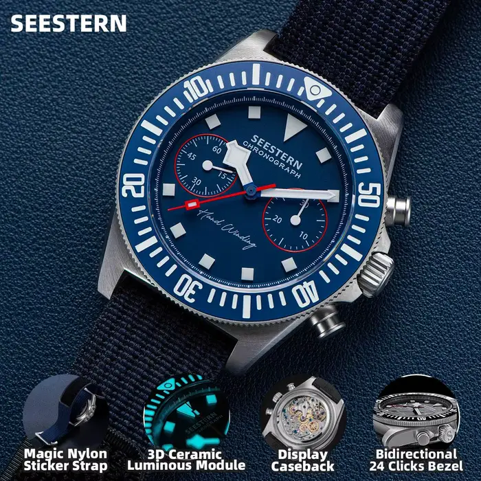 Montre chronographe mécanique Tianjin ST1901 pour homme
