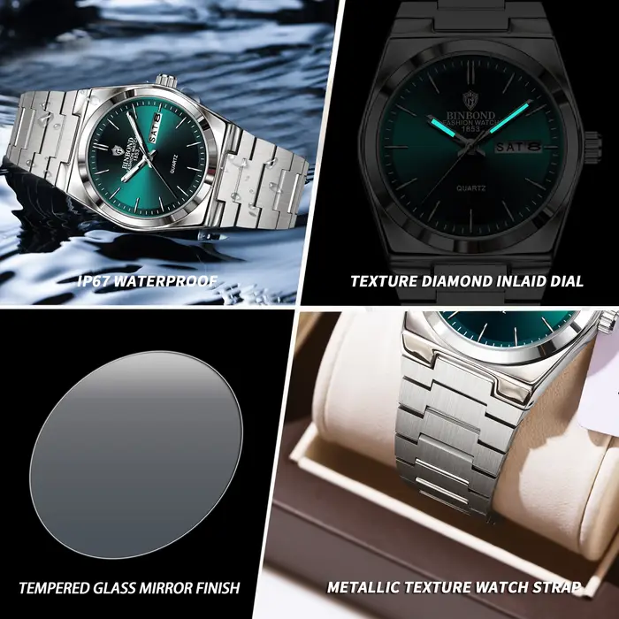 Montres à quartz originales BINBOND pour femmes, montre de luxe lumineuse et étanche pour femmes, montre pour dames + boîte