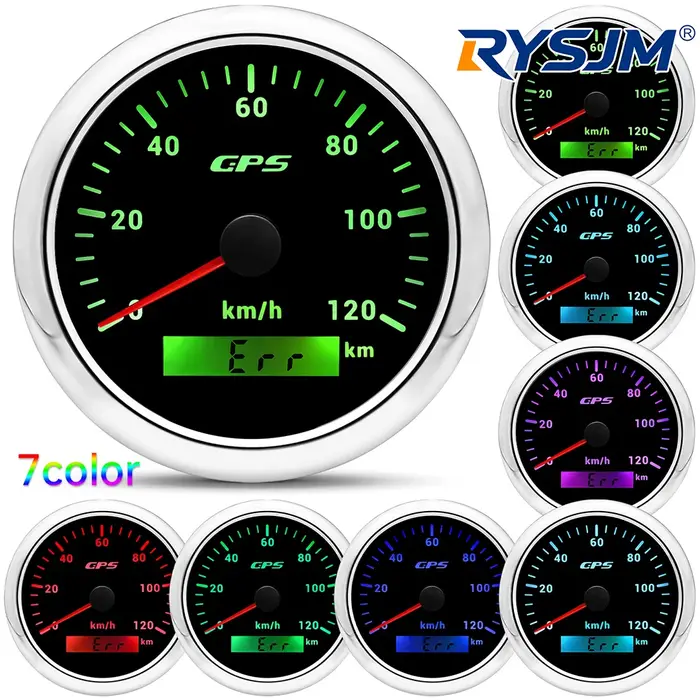 Compteur de vitesse GPS universel 85MM, rétroéclairage LED 7 couleurs, pour moto, bateau, camion, 60 km/h, 200 km/h