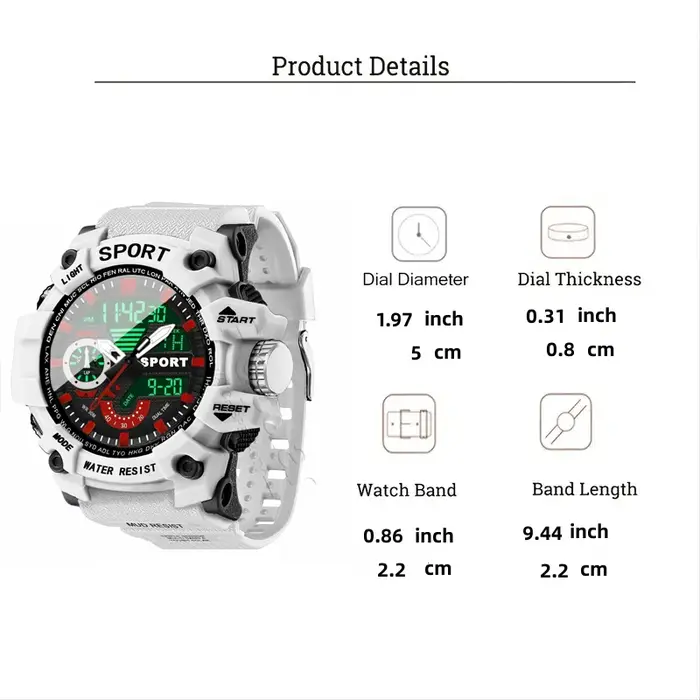 Montres de Sport de mode hommes montre-bracelet résistante aux chocs LED alarme chronomètre horloge militaire