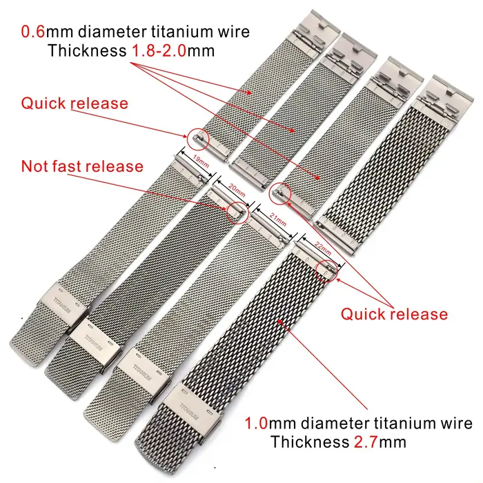 THEAGE Bracelet de montre en maille de titane pour hommes et femmes