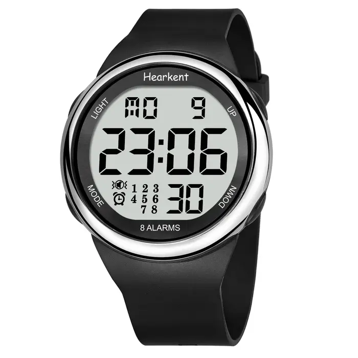 Hearkent montre d'alarme de Vibration hommes femmes étanche Chrono horloge montre numérique Vibratio