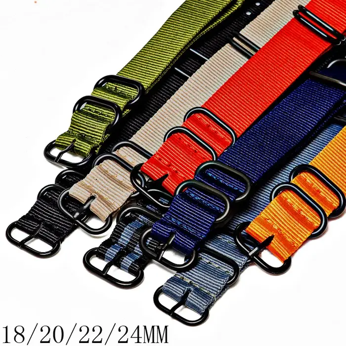 Bracelet de montre multicolore en Nylon noir