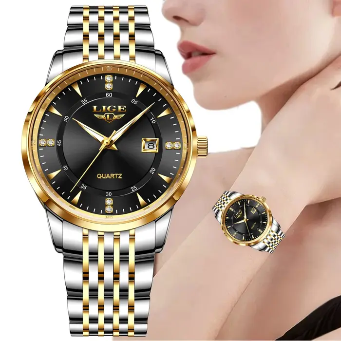 Montres pour femmes LIGE, montre à quartz tendance pour femmes, marque haut de gamme, étanche, lumineuse, date, chronographe, Relogios Feminino + boîte